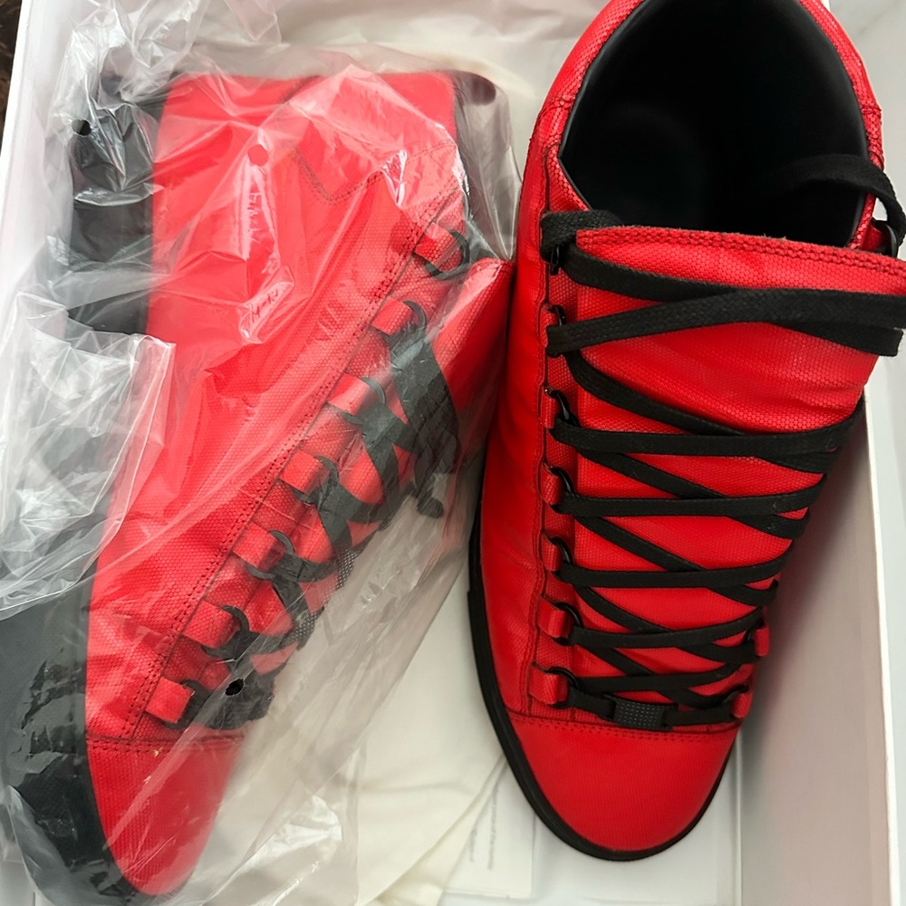Balenciaga Red and Black Men's Sneakers